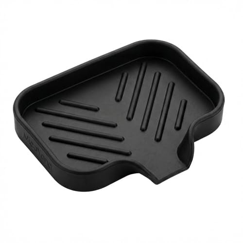 MicoYang Silicone Bathroom Soap Dishes with Drain Spout-Bathroom and Kitchen Sink Organizer,Sponge Holder,Dish Soap Tray,Perfect for Dispenser,Scrubber,Bottle,Cup on Sink or Counter-Black 4.9"×3.2" - color: Black, size: S(4.9"×3.2")