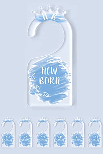 OneDream Baby Closet dividers Hanger separators - Set of 7 Baby Clothes dividers for Closet from Newborn to 24 Months, Acrylic Infant Clothes Divider (Blue) - color: Blue