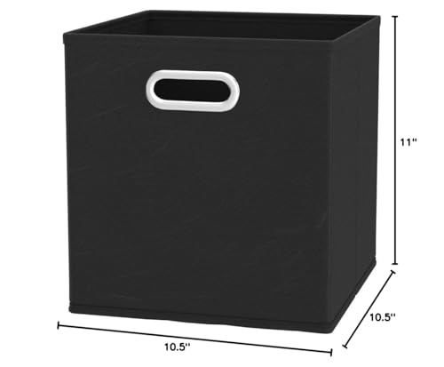 Amazon Basics Collapsible Cube Storage Bins, Space-Saving, Organizing Fabric Bins with Handles, 10.5" x 10.5" x 11", Black, 6-Pack - color: Black, size: 6-Pack