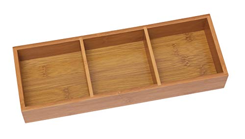 Lipper International 823 Bamboo Wood 3-Compartment Organizer Tray, 11 5/8" x 4 1/8" x 1 3/4" (Pack of 6) - color: Bamboo Wood, size: 3-Compartment (Pack of 6)