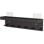 MKO Key Holder Wall Mount, Key Holder Wall Mount Adhesive with Mail Organizer Tray with 6 Key Hooks for Wall, Black - color: Black 1pcs