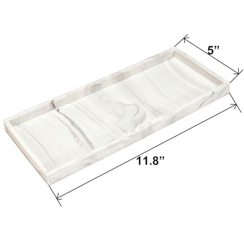 DNC Silicone Bathroom Vanity Tray for Counter, 11.8" Kitchen Sink Soap Tray for Dish Holder Dispenser Countertop Toilet Tank Decor Organizer - color: Marble-like Silicone, size: 11.8" x 5" x 0.7"