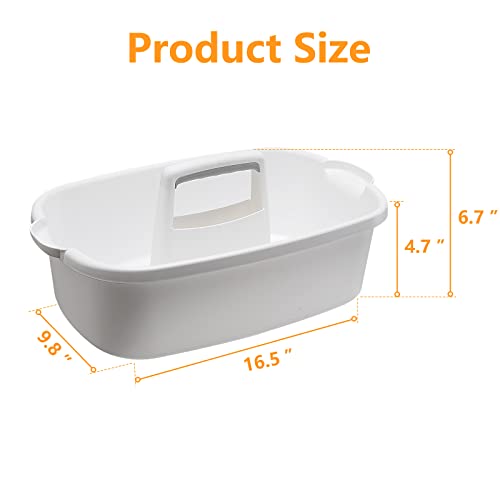 Goderewild Multi-Purpose Plastic Cleaning Caddy with Handle, Shower Caddy Organizer/Storage Basket/Totes Portable for Bathroom Supplies, Cleaning Products, Under Sink Tool, Housekeepers (White) - color: White, size: 1 Pack