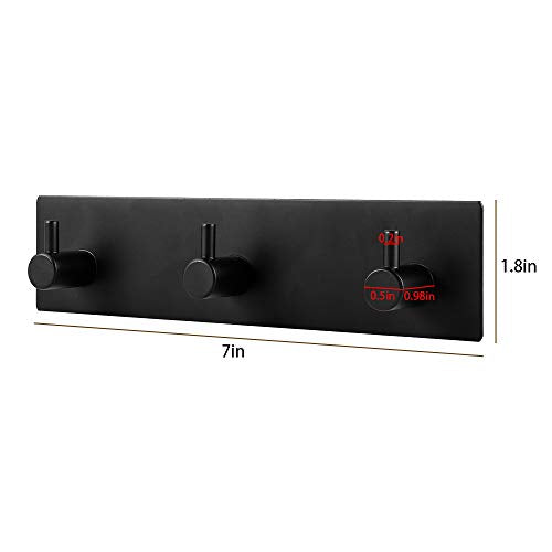 Picowe Key Holder for Wall Decorative, Adhesive Stainless Steel Key Hooks, Key Hanger Key Organizer for Wall, Towel Hook Coat Hanger for Entryway Hallway Kitchen(Three Rows,Black 1PCS) - color: Black
