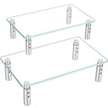 Hemudu 2 Pack Monitor Stand - 3 Adjustable Height Riser, Computer Stand, Desktop Organizer for PC, Laptop - Clear