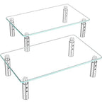 Hemudu 2 Pack Monitor Stand - 3 Adjustable Height Riser, Computer Stand, Desktop Organizer for PC, Laptop - Clear
