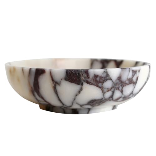 Luxury decorative marble bowl for home decoration for decoration,Key bowl for entryway table, Catchall for coins, change candy, organizer marble tray. - color: Round-Calacatta Viola