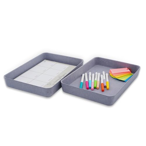 Welaxy 2-piece Office desk drawer organizer tray letter-size documents A4 paper book file Folder Holder storage bins ( Glacier Gray) - color: Glacier gray