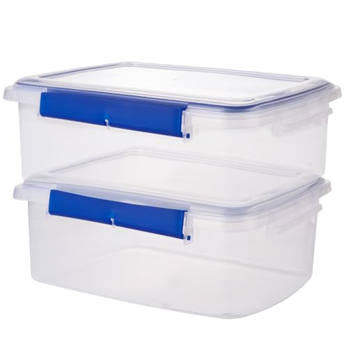 2 Pcs Large Food Storage Containers with Airtight Lid, 5.5L Reusable Meal Prep Container, Food-Grade Plastic Bread Box for Homemade Bread, Cookies, Food