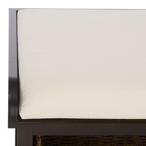 SAFAVIEH Home Collection – Lonan Dark Chocolate Storage Bench with Seat Cushion, 3 Basket Drawers, Coastal Farmhouse Entryway Design (AMH5733F) - color: Dark Chocolate