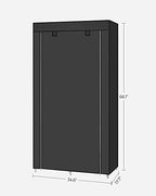 SONGMICS Portable Closet, Fabric Wardrobe, Clothes Rack with Shelves, Pockets, Large Capacity, 1 Hanging Rod, 34.6 x 17.7 x 66.1 Inches, Ink Black URYG84BK - color: Black, size: 2 Tiers(66.1"H)