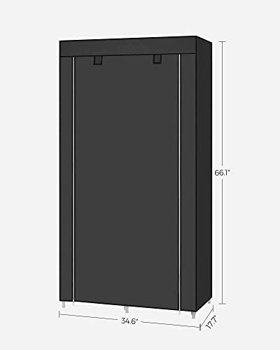 SONGMICS Portable Closet, Fabric Wardrobe, Clothes Rack with Shelves, Pockets, Large Capacity, 1 Hanging Rod, 34.6 x 17.7 x 66.1 Inches, Ink Black URYG84BK - color: Black, size: 2 Tiers(66.1"H)