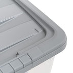 Amazon Basics Plastic Storage Containers with Secure Latching Lids, Stackable Organization Bins, Clear/Grey, 32 Quart, Set of 6 - size: 32 Qt. - 6 Pack
