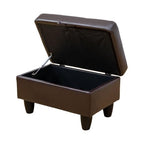 Ottoman Storage Ottoman Bench Faux Leather Footrest Footstool with Hinged Lid for Living Room, Bedroom, Entryway, Brown, 28.5"X19"X17.5" - color: Brown