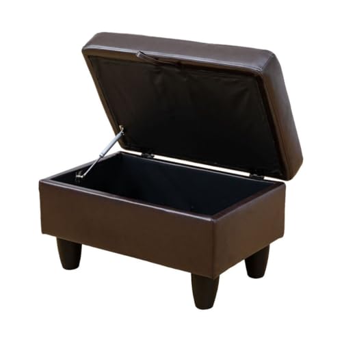 Ottoman Storage Ottoman Bench Faux Leather Footrest Footstool with Hinged Lid for Living Room, Bedroom, Entryway, Brown, 28.5"X19"X17.5" - color: Brown