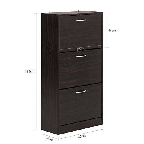 Haotian Shoe Cabinet for Entryway, Tall Freestanding Shoe Rack with 3 Flip-Drawers, Hidden Storage Shoe Organiazer Entrance Hallyway, Black, FSR110-BR - color: Black, size: 3-Drawers