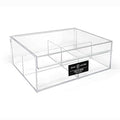 Isaac Jacobs 4-Compartment Clear Acrylic Organizer with Lid (6.7" L x 8.6" W x 3.4" H), Multi-Sectional Tray & Storage Solution for Makeup, School & Office Supplies & More, for Bathroom, Kitchen - size: 4 Medium