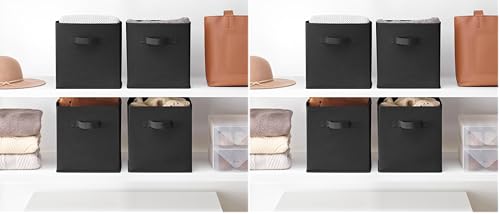 Whitmor Collapsible Cubes - 10.5 x 10.5 x 11 inches - Black - Set of 4 (Pack of 2) - color: Black, size: 10.5 x 10.5 x 11 inches (Set of 4, Pack of 2)