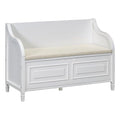 Knocbel Rustic Entry Storage Bench with Hidden Compartments and Removable Cushion, Wooden Entryway Hallway Foyer Shoe Bench Bedroom End of Bed Bench (White and Beige) - color: White and Beige