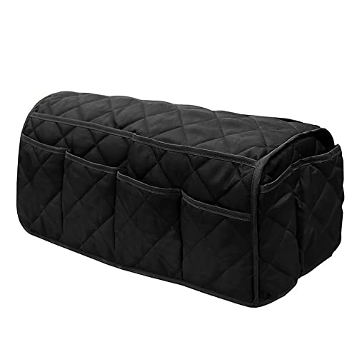 Sofa Armrest Organizer Couch Caddy Pouch Anti-Slip Armchair Bedside Hanging Organizer with 14-Pocket for Tablets, Phones, Books, Magazine, TV Remote Control Holder - color: Black