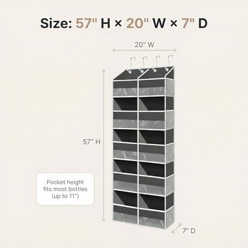 10-Pocket Over the Door Organizer with Heavy-Duty 600D Oxford Fabric, Upgraded Hooks with Silicone Protectors for Dorm, Closet Storage, Bedroom, Bathroom
