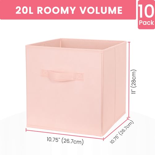 Criusia Storage Cubes- 11 Inch Cube Storage Bins for Organizing Shelves - Nursery Closet Organization Bins for Clothes Blanket - 10 Pack Collapsible Decorative Storage Box for Living Room (Pink) - color: Pink, size: 10 Pack - 11 inches