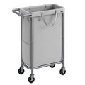 SONGMICS Laundry Basket with Wheels, Rolling Laundry Hamper, 23.8 Gallons (90 L), Removable Liner, Steel Frame with Handle, 24 x 11.4 x 31.9 Inches, Dove Gray URLS003G01 - color: Dove Gray, size: 90 L (1-Section), style: Rectangular with handle