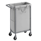 SONGMICS Laundry Basket with Wheels, Rolling Laundry Hamper, 23.8 Gallons (90 L), Removable Liner, Steel Frame with Handle, 24 x 11.4 x 31.9 Inches, Dove Gray URLS003G01 - color: Dove Gray, size: 90 L (1-Section), style: Rectangular with handle