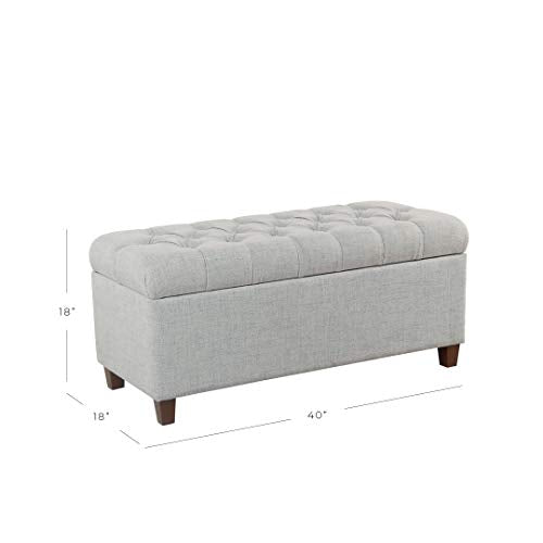 Homepop Home Decor Tufted Ainsley Button Storage Ottoman Bench with Hinged Lid Ottoman Bench with Storage for Living Room & Bedroom, Light Blue 18x40x18 Inches - color: Light Blue