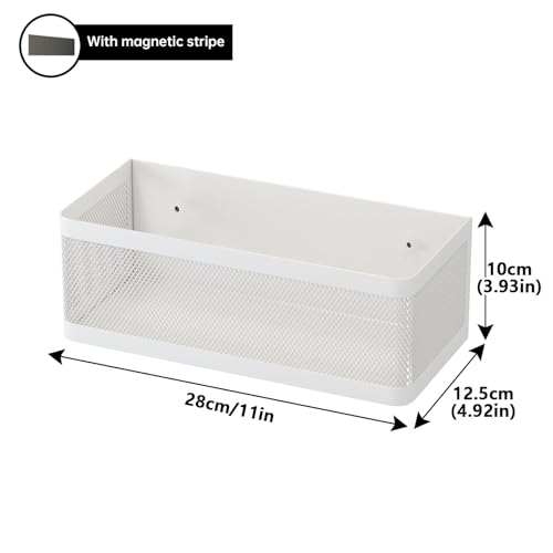 Magnetic Shelf for Washing Machine Laundry Room Magnetic Organizer Laundry Shelf Organizer Washing Machine Shelf Hanging Basket Storage Magnetic Fridge Shelves (White, L11in*W4.9in*H3.9in) - color: White, size: L11in*W4.9in*H3.9in