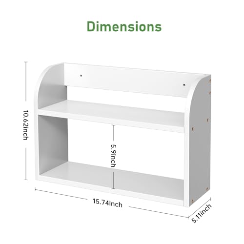 ROMGUAR CRAFT 2 Tier Bamboo Spice Rack, Countertop or Wall Mounting Wood Spice Jars Organizer Shelf for Kitche, Pantry (White) - color: White, size: 2 Tier