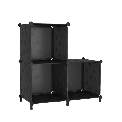 UNKU Cube Storage Organizer, 3 Cube Closet Organizer Storage Shelves, DIY Stackable Bookcase, Clothes Organizer Shelf for Closet, Bedroom, Living Room, Cabinet, Home, Office, Black - color: Black, size: 3cube