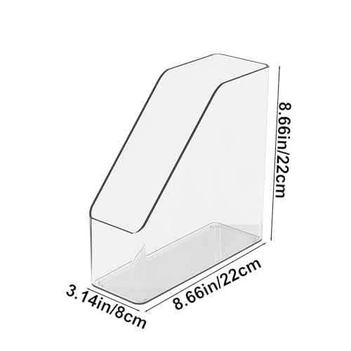 Vertical Magazine File Holder, Clear File Organizer Desk Organizer and Storage Bins Holding for Magazines, Binders, Notebooks, Envelopes, Plastic Office Organization and Storage for Desk