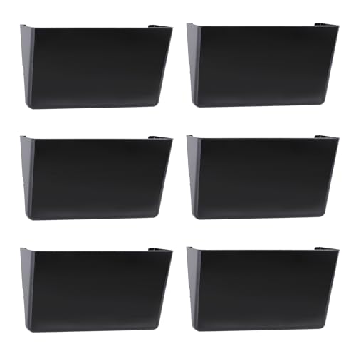EASEPRES 6 Pack Black Plastic Single Pocket Hanging File Organizer, Wall Mount Paper Mails Magazines Holder, Mounted Folder Bins for Office School and Home, 12.99x4.13x7.48 inches - color: Black, size: 6 Pack