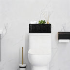 Small Wicker Baskets, Wicker Woven Storage Basket Toilet Paper Baskets with Handles, Towel Basket for Bathroom Organizing Shelves (Black) - color: Black