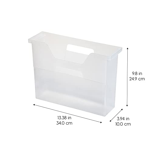 IRIS USA Small Portable Desktop File Box with Open Lid, 6 Pack, Side Handles, Hanging File Folders, Tabs & Inserts, Letter Size, Magazines, Newspapers, Mail, Books, Notebooks, Clear - style: Clear S - 6 Pack