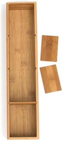 Lipper International Bamboo Drawer Organizer with 3 Removable Dividers, Brown