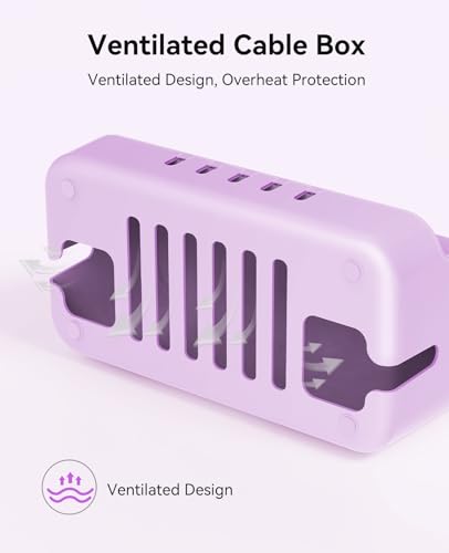 ORICO Cable Management Box with Phone Stand Lid, Large Cord Organizer Case for Hiding Power Strips & Surge Protectors, Heat Dissipation Desktop Wire Hider for Home, Office, School - PB02 - color: Purple