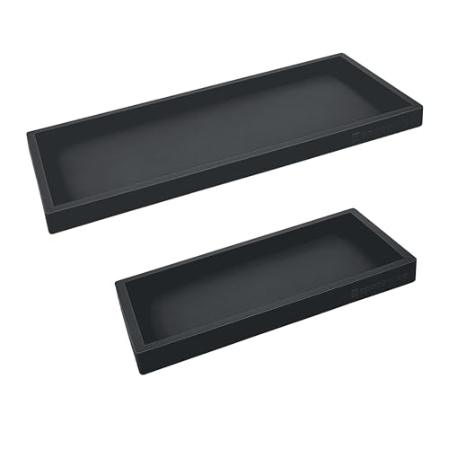 Spacewiser Countertop and Vanity Tray - 2 PC (11” and 7”) Shatterproof Silicone Kitchen and Bathroom Trays for Counter, Kitchen Soap Dispenser Tray, Vanity Trays for Bathroom, Perfume Key Tray - color: Black, size: Set‐ 1 Small + 1 Large
