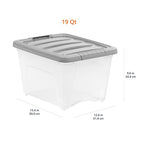Amazon Basics Plastic Storage Containers with Secure Latching Lids, Stackable Organization Bins, Clear/Grey, 19 Quart, Set of 6 - size: 19 Qt. - 6 Pack