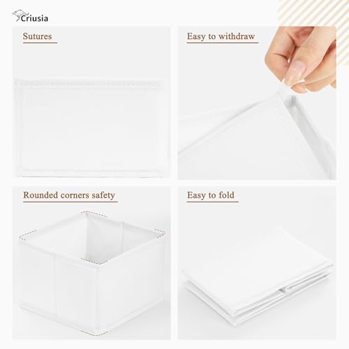 Criusia 15 Pack Drawer Organizer for Clothes, Foldable Dresser Dividers with 3 Sizes, Fabric Storage Bins – White - color: 15 PACK White