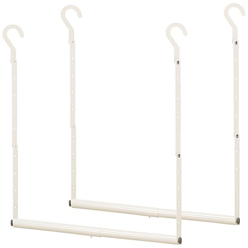 STORAGE MANIAC Adjustable Closet Rod Hanging Clothes Heavy Duty Closet Extender Hanging Rod Space-Saving Clothes Hanging Bar Double Closet Hanging Rod Hanging Closet Organizer Closet Bar,2 Pack White - style: 2 Pack White