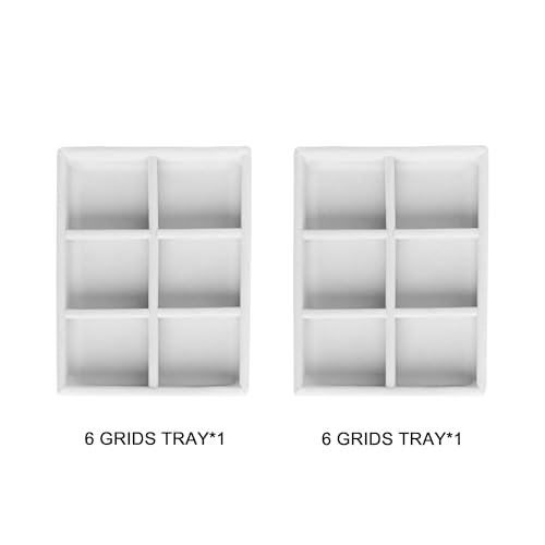 Frebeauty Small Jewelry Tray Set,Stackable Velvet Jewelry Organizer Tray,Mini Jewelry Drawer Organizer,Drawer Inserts,4.92 x 3.74 x 0.9 Inches,6 Grid Earring Organizer for Women(Set 2,White) - color: White, size: 6 Grids Set 2