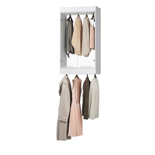 ROOMTEC Modular Closet System Glass Door Pair Set, Clear Frameless Tempered Glass Panels, Add-On for Double Hanging Units, 39.37" H × 31.5" W - size: Frameless Glass Door – 31.5"W x 39.37"H