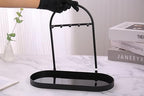 Shinpuru Metal Jewelry Organizer Stand & Key Holder Tray with Acrylic Base, Key Stand and Jewelry Tray with 5 Hooks, Perfect Bowl, Valet, Key Tray, Ring Holder, Jewelry Dish(Matt Black) - color: Matt Black