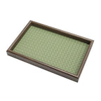 Wooden Valet Tray with Leather Base, EDC Catch All Tray Nightstand Entryway Table Vanity Organizer 11.8x7.9, Green - color: Green