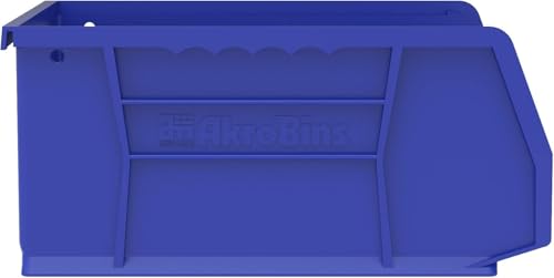 Akro-Mils 30235 AkroBins Plastic Storage Bins, Space-Saving Stackable Bins for Garage, Pantry, Craft Organization, 11" x 11" x 5", Blue, 6-Pack - color: Blue