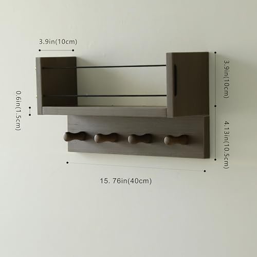 Entrance Coat Rack ，Coat Hooks, Wall-Mounted Wooden Hook Rack, Wall-Mounted Shelves are Very Suitable (Walnut Color Finish-B-1) - style: Walnut color finish-B-1