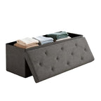 30 inch Storage Ottoman Bench, 30 inch Folding Storage Bench Ottoman, for Bedroom, Living Room, and Utility Room, Grey (30'' W) - size: 15"D x 30"W x 15"H