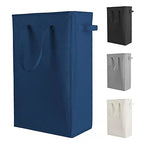 Odonata Slim Laundry Hamper Handles Collapsible Laundry Basket Thin Dirty Clothes Basket Narrow Laundry Bag Foldable Dirty Hamper 45L (Navy blue) - color: Navy blue
